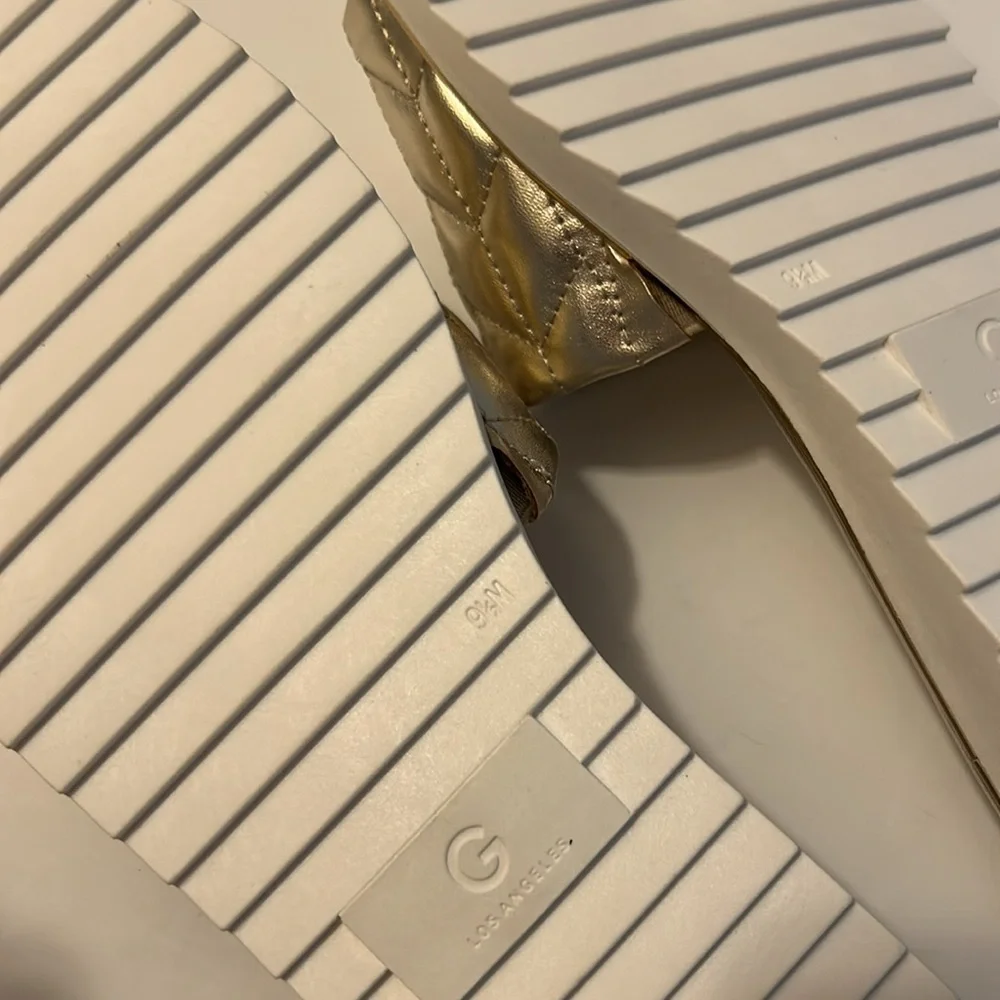 GBG Los Angeles Metallic Gold Quilted Sandals - Picture 11 of 16